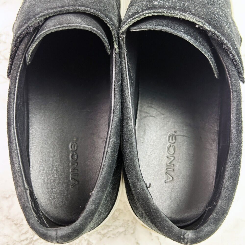 Vince. Cage Suede Leather Platform Sneakers (8.5) in Black Slip-On Loafer - Picture 9 of 13